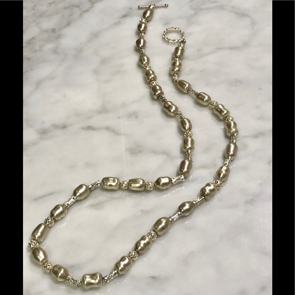 Filigree and Dipped Bead Necklace